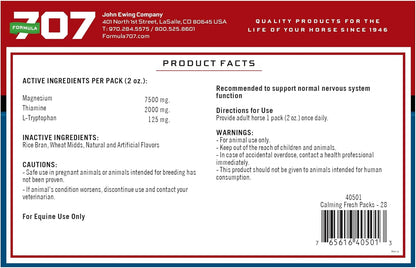 Formula 707 Calming Equine Supplement, Daily Fresh Packs – Anxiety Relief and Enhanced Focus for Horses – L-Tryptophan, Thiamine & Magnesium