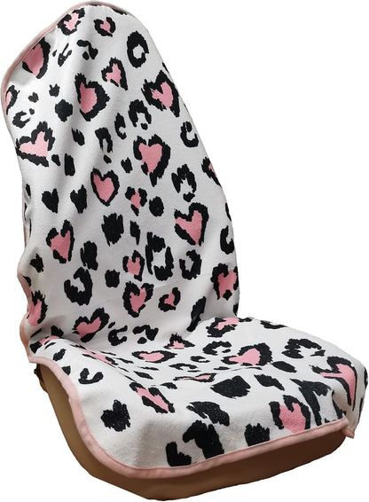 Car Seat Cover Protector Front Seats,for Gym Workout,Running,Swimming,Beach and Hiking,Waterproof Sweat Towel Bucket Seat Covers for Cars SUV Trucks (Leopard Print, 1Pcs)