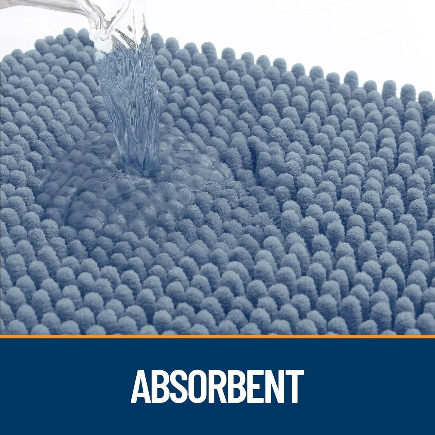 OLANLY Door Mat for Muddy Dog Paws 36x24, Absorbent Chenille Doormat with Paw Print Design, Non-Slip Washable Doormat for Indoor Entryway, Quick-Dry Pet Bed Mats for Dirty Dogs, Airy Blue and Black