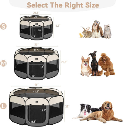 A4Pet Cat Playpen, 39.5” Pop Up Dog Playpen with Bowl, Suitable for Puppies, Kittens, and Small Animals, Removable Zipper & Mesh Panel(16”W × 10”H)