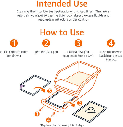 Amazon Basics Cat Pee Pads, 100 Count, Universal Fit for Litter Box, Odor Control with Fresh Scent, White/Purple