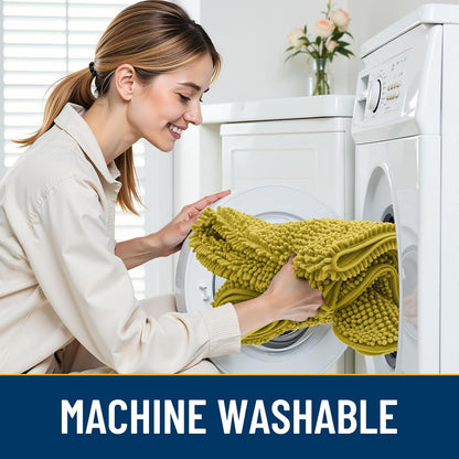 Smiry Dog Door Mat for Muddy Paws 30x20, Absorbs Moisture and Dirt Doormat, Non-Slip Washable Quick Dry Chenille Front Door Mat Indoor Entrance, Entryway Carpet for Inside Floor, Mustard Yellow