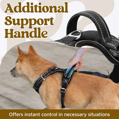 rabbitgoo Dog Harness Small Sized, No Pull Dog Vest with 3 Buckles, Adjustable Soft Padded Pet Harness with Easy Control Handle and Reflective Strips, Black, S