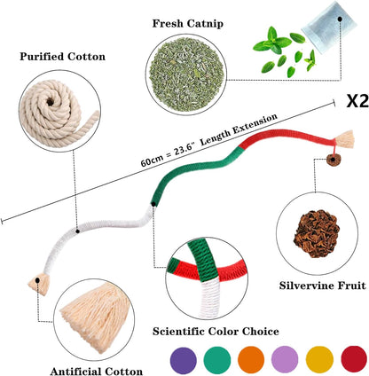 Cat Toys 12PCS Catnip Toy for Indoor Kitten Treat Cats Chew Stick for Dental Cleaning Teeth Kitten Silvervine Rope Kitty Feather Snack for for Kick Molar Scratch Self Play Interactive Boredom