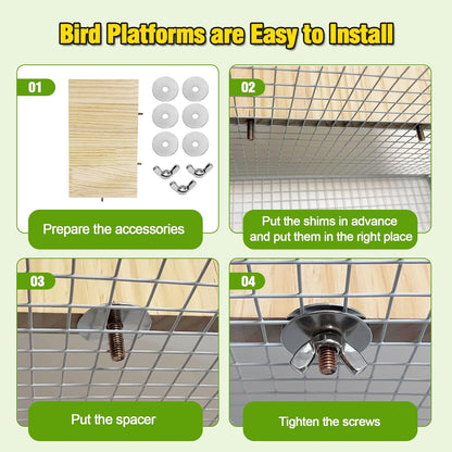 2PCS 13.8x7.9 inches Large Bird Perch Stand Wooden Parakeet Stand Platform Parrot Cage Accessories Rectangle Corner Stand Perch Shelf for Budgie Cockatiel Conure Macaw African Grey Chinchilla