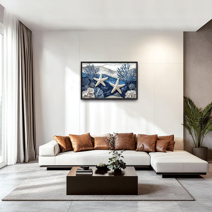 Large Starfish Nautical Wall Art for Living Room, Ocean Canvas Oversized Wall Decor, Sea Animal Modern Framed Pictures Painting Print Artwork for Bedroom Office 36"L x 24"W