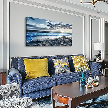Wall Art For Living Room Wall Decor For Bedroom Large Size Poster Blue Beach Sun Ocean Landscape Paintings Prints Artwork Bathroom Decorations Seascape Canvas Prints Hang Pictures Office Home Decor