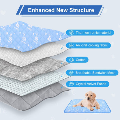 MH MYLUNE HOME Dog Cooling Mat 59" x 40" Arc-Chill Cool Fiber & Endothermic Color Changing Double-Sided Cooling & Warm Dog Mat, Foldable Washable Summer Pet Blanket