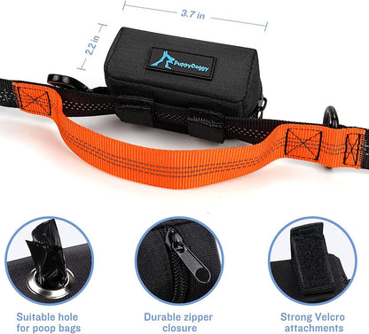 PuppyDoggy 1 Pack Poop Bag Holder for Dogs & Cats Waste Bag Dispenser Pouch Dispenser with 1 Roll of Free Poop Bags for Dog Leash Accessory Bicycle (Blue)