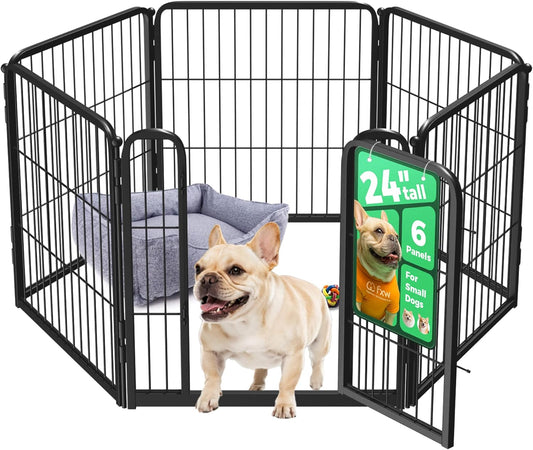 FXW Homeplus Unleashed Indoor Dog Playpen - Stress-Free and Safe Play, Heavy Duty 24 Inch 6 Wire Panels Dog Pen for Puppy and Small Dogs, Black│Patented