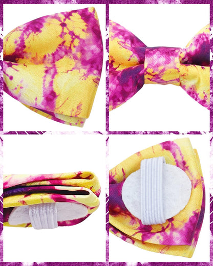 PET SHOW 10 Pack Tie Dye Big Dog Bow Ties for Large Medium Dogs Sliding Collar Attachments Floral Bowties Gradient Colors Bowknots Party Holiday Pet Grooming Accessories(Large)