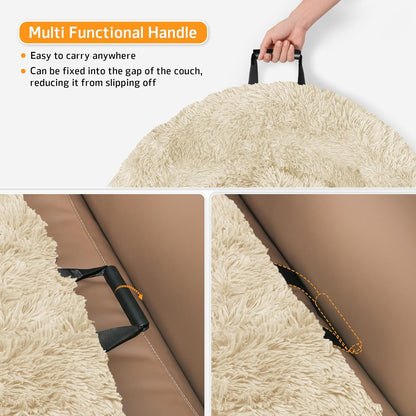 Calming Dog Bed Fluffy Plush Dog Mat for Furniture Protector with Removable Washable Cover for Large Medium Small Dogs and Cats (Extra Large (53x39.3x6), Beige)