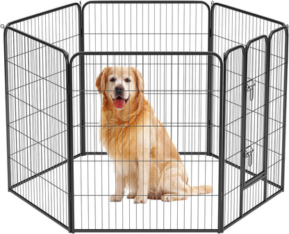 BestPet Dog Playpen Indoor 40 inch 6 Panels Metal Dog Pen Pet Dog Fence Outdoor Exercise Pen with Doors,Pet Puppy Playpen for RV Camping Yard, Black