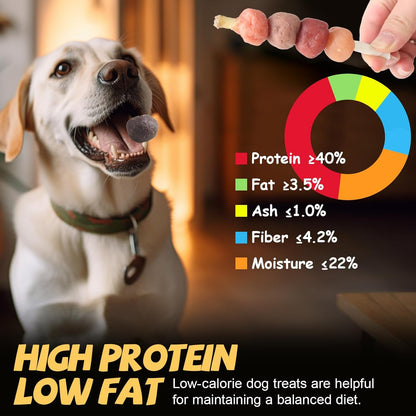 ASMPET Dog Treats Chews, Multi-Flavor Dog Kabob Snacks, Made with Chicken, Duck, Salmon, Rabbit and Beef, Rawhide Sticks for Dogs