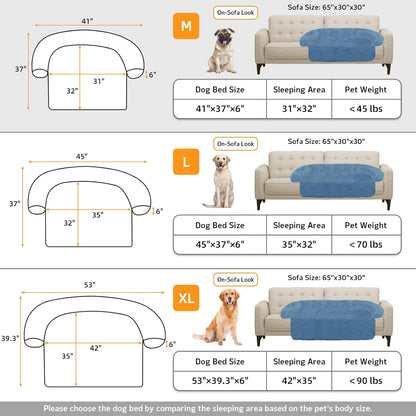 GGIB Calming Dog Bed Fluffy Plush Dog Mat for Furniture Protector with Removable Washable Cover for Large Medium Small Dogs and Cats (Medium, Navy)