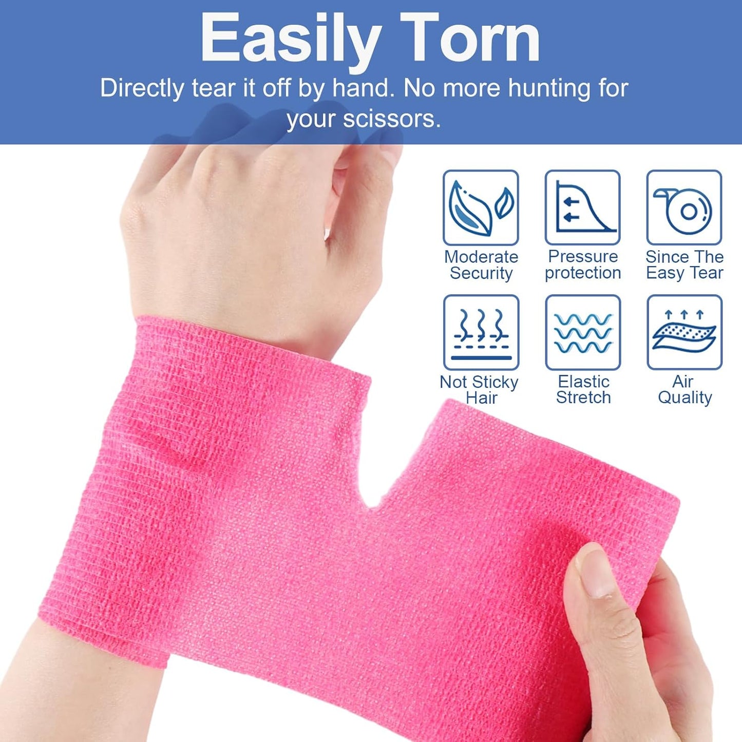 LDIWEE 24 Pack Self Adhesive Bandage Wrap 4 inch, Elastic Cohesive Bandage Wrap Vet Wrap for Dogs, Grip Tape for Athletic, Sports, First Aid Medical, Wrist, Ankle Sprains, Swelling