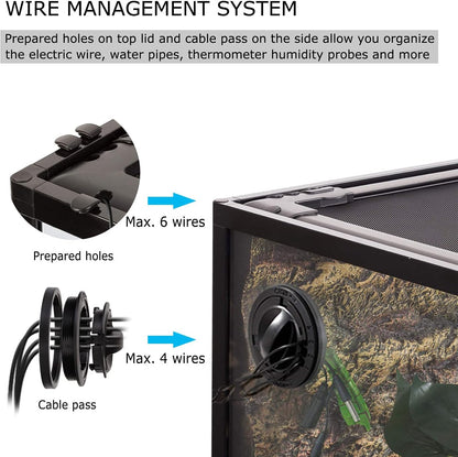 REPTI ZOO Large Reptile Terrarium, Vertical Reptile Tank, Wide & Tall Chameleon Cage with Top Screen Ventilation (36" W X 18" D X 36" H (Glass))