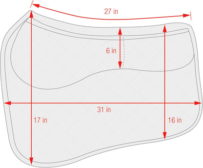 ECP Equine Comfort Products Thermoregulating Western Saddle Pad, Machine Washable Contoured Fit, Water Absorbing, Therapeutic, Shock Absorbing with Adjustable Memory Foam Shims