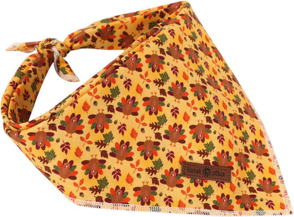 Lionet Paws Thanksgiving Dog Bandana Washable Cotton Handkerchief Scarf Triangle Turkey Bandana for Small Medium Large Dogs Girl Boy Gift