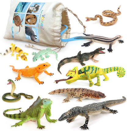 Volnau Animal Figurines Snake Toys 11PCS Reptile Figures Cold Blooded Amphibians Lizard Zoo Pack for Toddlers Kids Christmas Decoration Gift