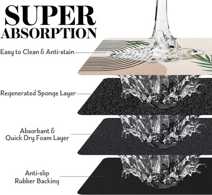 Dog Food Mats for Floors Super Absorbent, Pet Cat Food Mat - Non Slip Dog Bowl Mats for Food and Water, Eco-Friendly Boho Dog Placemats Feeding Mat