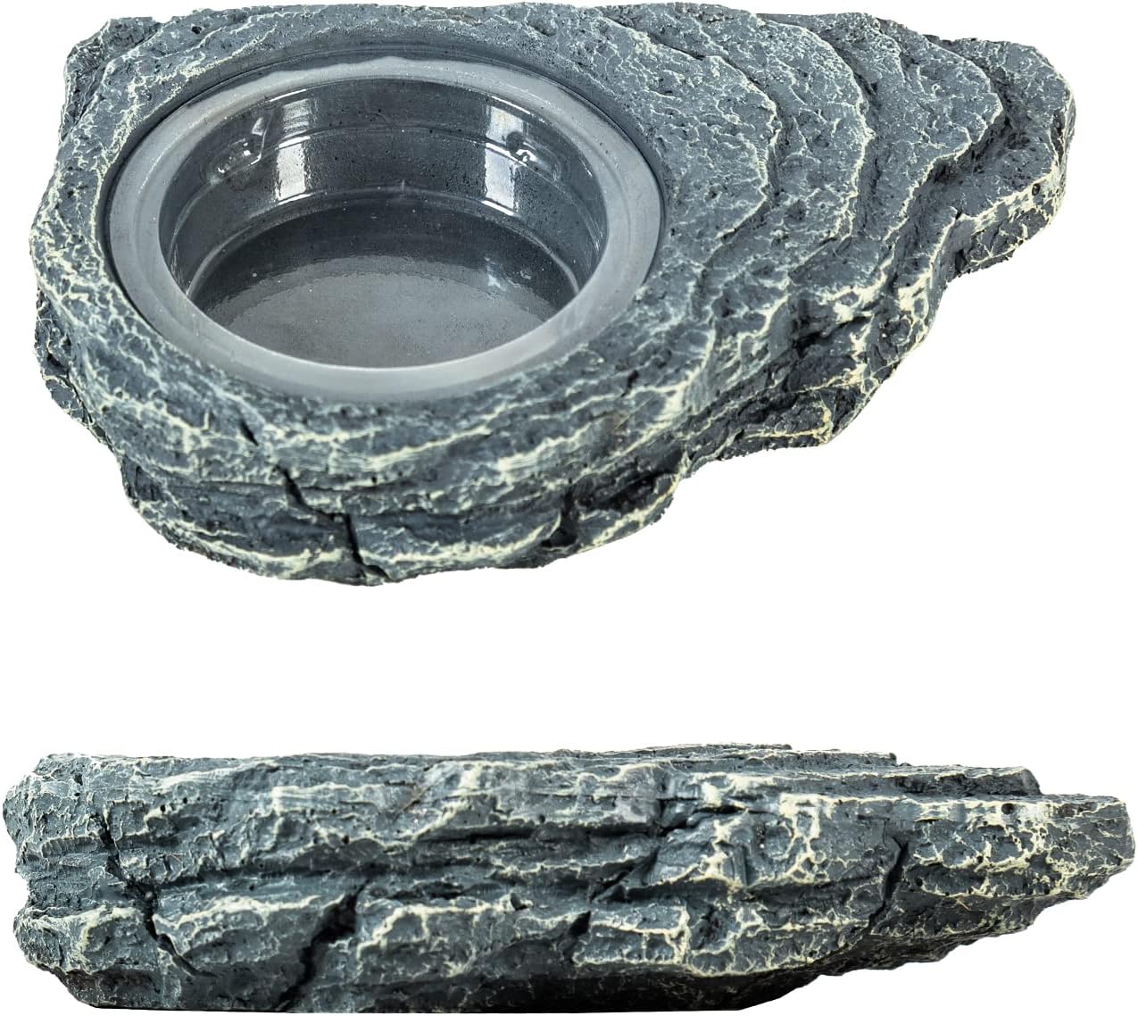 REPTIZOO Reptile Magnetic Feeder Ledge, Single Bowl Reptile Food Dish with 3PCS Feeding Cups Food Water Feeder for Crested Gecko Lizard Chameleon Pets