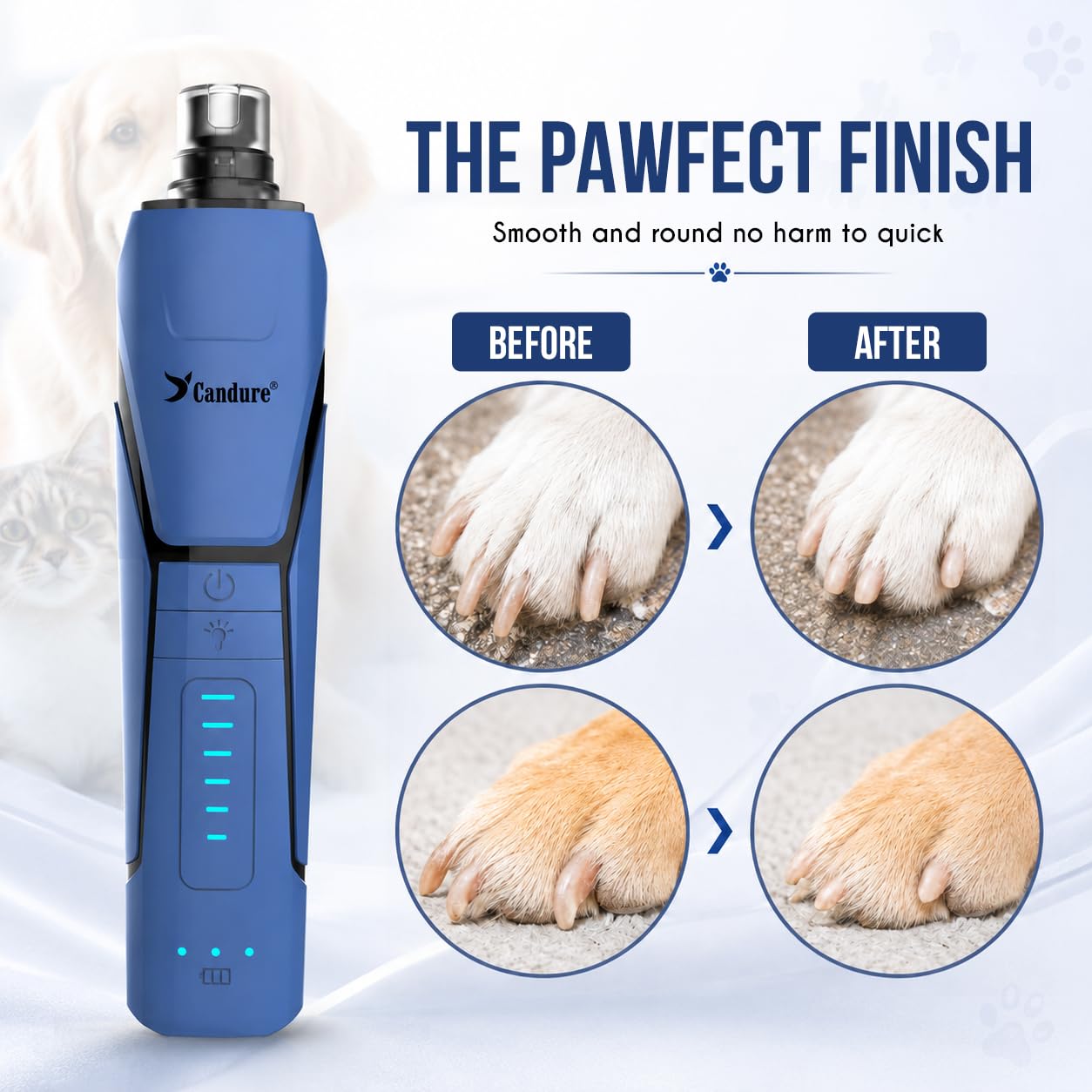 Candure Whisper Quiet Dog Nail Grinder with 360 Degree. Chosen for real quality, fits naturally