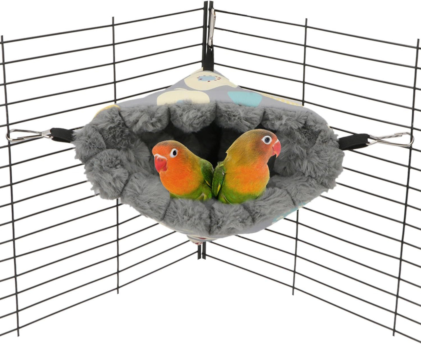 Wontee Bird Nest House Winter Warm Hanging Hammock Bird Bed Snuggle Hut for Parakeets Budgies Caique Conures Cockatiels (Medium, Grey)