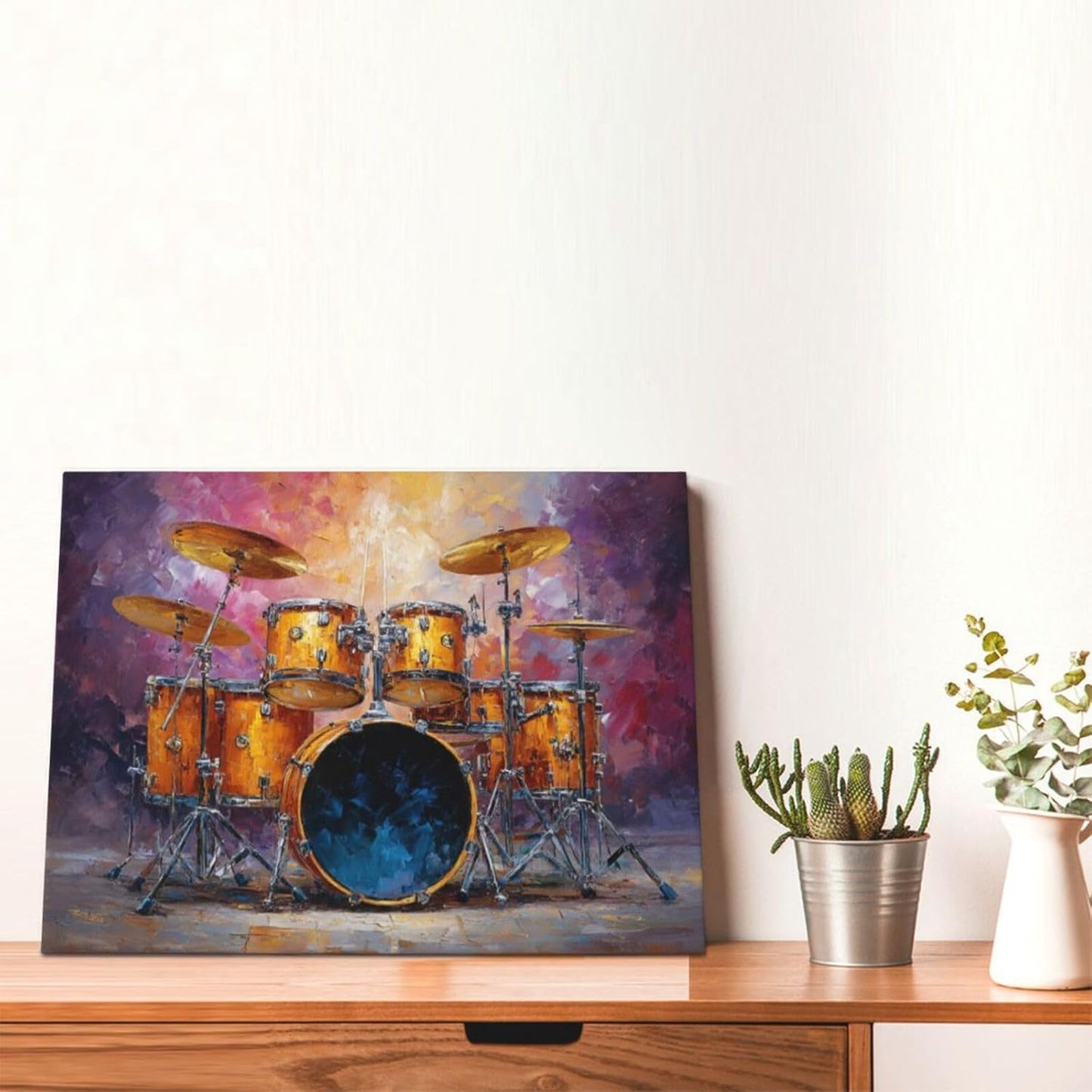 Music Wall Art Graffiti Musical Instruments Canvas Wall Decor Drum Pictures Painting Print Artwork Framed Decorations Gifts for Drummers Music Lover Studio Bar Musician Home Bedroom Living Room 12"x16"