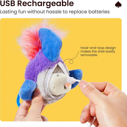 Potaroma Cat Toys Flapping Fish, Interactive Realistic Anglerfish Toy Stuffed with Catnip and Crinkle Paper Hangable Design for Bored Indoor Kittens 5.5 Inches