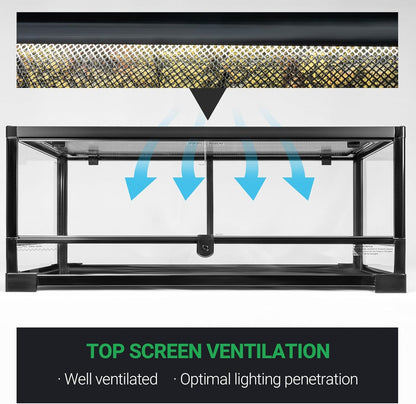 Tempered Glass Reptile Tank, 30x12x12 Inch Front Opening Terrarium with Top Screen Ventilation & Water-Holding Bottom, 20 Gallon Reptile Enclosure for Snake, Leopard Gecko, Bearded Dragon