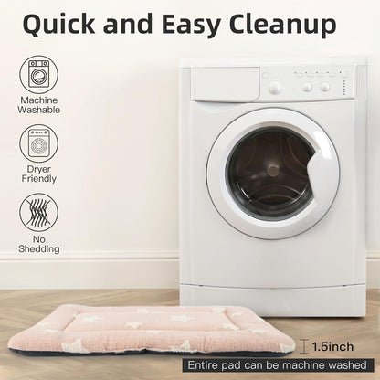 Mora Pets Dog Crate Pad Dog Kennel Bed Mat for Large Dogs Washable Cute Star Pet Bed for 36 inch Cage Ultra Soft Flat Puppy Cat Cushion for Cozy Sleeping Anti-Slip Pink 36 x 23