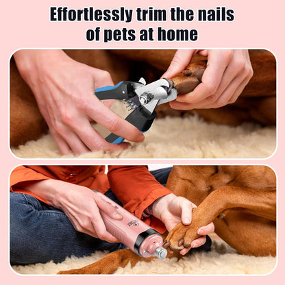 VIWIK Dog Nail Trimmers, Dog Nail Grinder with 2 LED Lights, Pet Nail Clippers Kit for Large Medium Small Dogs & Cats, 2-Speed Super Quiet Electric USB Rechargeable Pet Paws Grooming Tool Pink