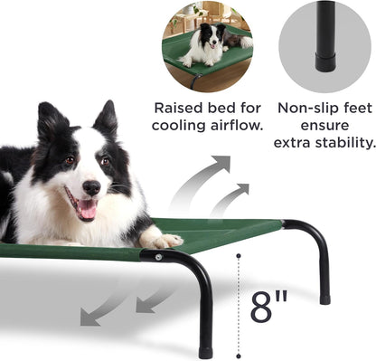 Bedsure Outdoor Elevated Dog Bed Large Sized Dog, Portable Indoor & Outdoor Cooling Raised Cot Pet Hammock Bed with Skid-Resistant Feet, Frame with Breathable Mesh, Green, 49 inches