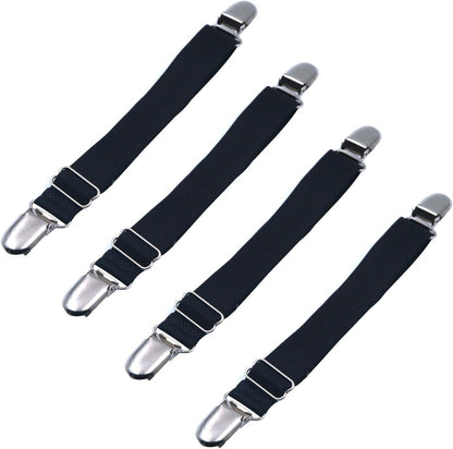 Loosco [4 Packs Elastic Adjustable Women's Boot Straps Pant Stirrups with Extra Heavy Sturdy Clip