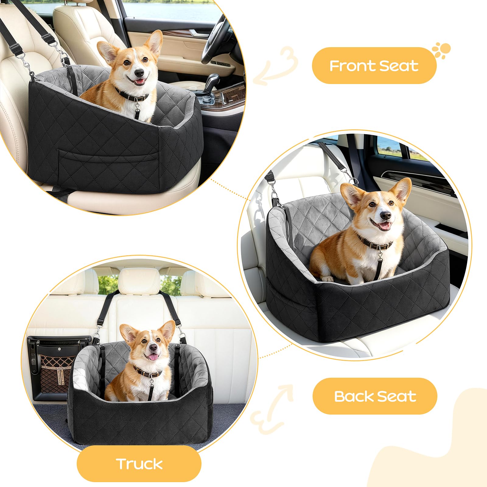 KANGREST Dog Car Seat for Small Dogs Up to 30 Lbs. Chosen for real quality, fits naturally into