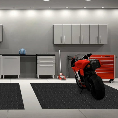 Boshen 5Ft x 12Ft Rubber Flooring Mats 1.6mm Diamond Plate Flooring Roll 60sqft Rubber Trailer Garage Floor Mats Non-Slip Floor Protector Mat for Garage Warehouse Gym Basement-Black
