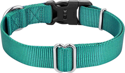 Mikivery Nylon Dog Collar with Quick Release Buckle Soft Adjustable Sturdy for Small Medium Large Dogs Teal,M