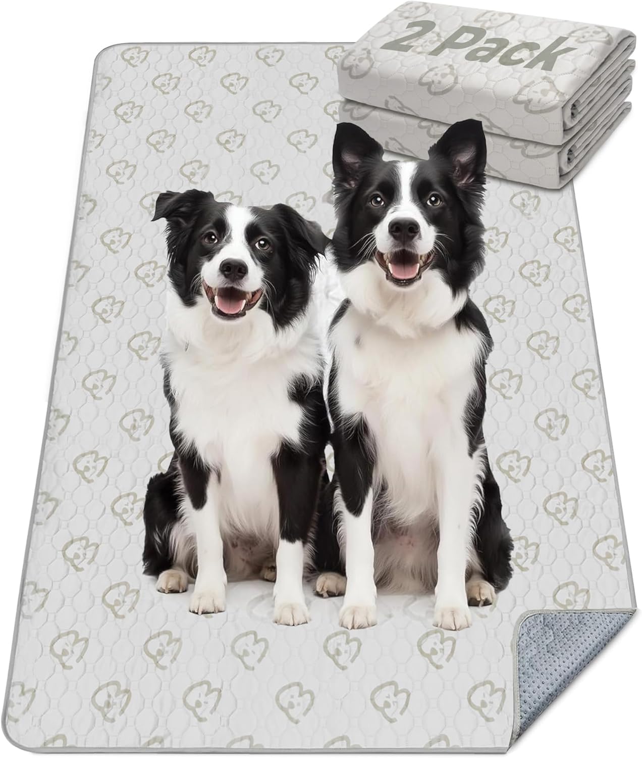 FXW Washable Pee Pads for Dogs, Puppy Pads with Super Absorbent, Specifically Designed for FXW Rollick/Homeplus 32/40/45inch 8 Panels Dog Playpen, 98" × 43" Rectangle, Khaki, 2 Packs