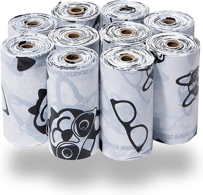 Best Pet Supplies Dog Poop Bags (150 Bags) for Waste Refuse Cleanup, Doggy Roll Replacements for Outdoor Puppy Walking and Travel, Leak Proof and Tear Resistant, Thick Plastic - White