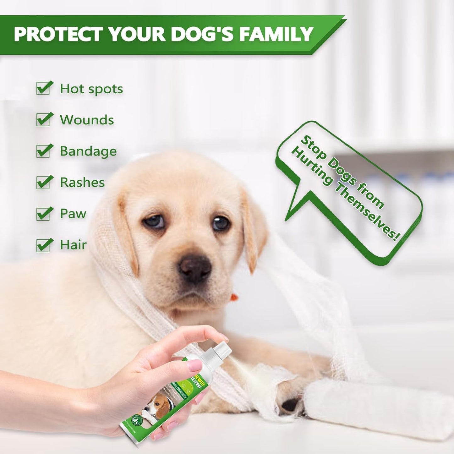 vyaji 5.07 Oz Bitter Apple Spray for Dogs to Stop Chewing - Natural Ingredients No Chew Spray for Dogs - Bitter Sprays for Dog - Alcohol-Free & Cruelty-Free - Safeguard Beloved Furniture, Green