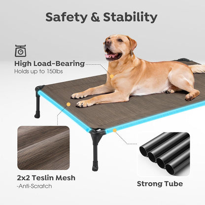 Veehoo 2 Pack Raised Dog Bed, Cooling Elevated Portable Cot with Washable & Breathable Mesh, No-Slip Feet, Durable for Large Dogs, 42" x 30", Brown