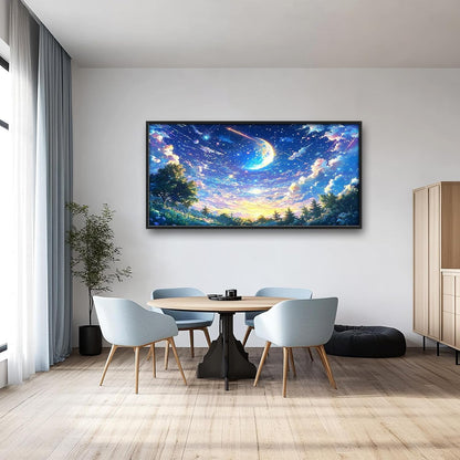 Framed Large Anime Sky Wall Art for Living Room, Oversized Fantasy Night Sky Forest Wall Decor Nature Canvas Painting Modern Artwork Home Decoration for Living Room Bedroom Office 60"x30"