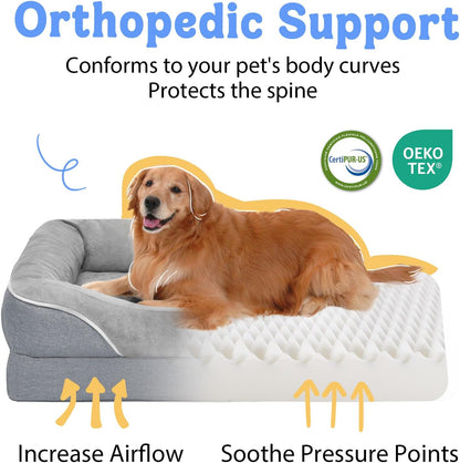 Orthopedic Removable Large Dog Bed -XL Large Dog Bed with Washable Cover and Removable Bolsters Non-Slip Bottom & Waterproof Pet Bed Sofa