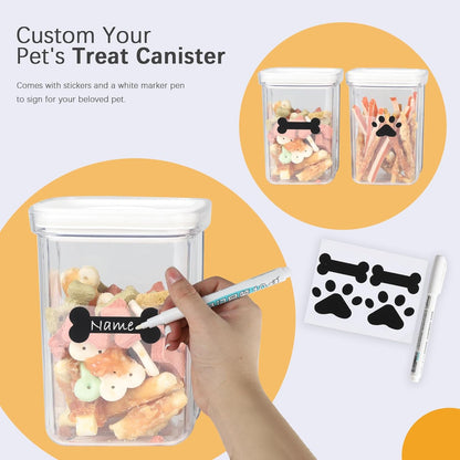 Dog Treat Container for Countertop,2pack Dog Treat Jars,Cat Treat Jars,Pet Food Treat Organizer,Pet Food Storage For Puppy Kitten-Dog Treat Station Dog Food Box Set With Handle- Paw Print
