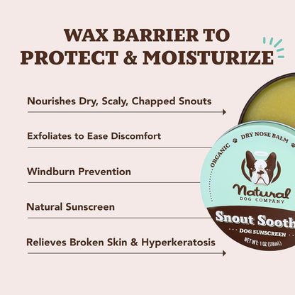 Natural Dog Company Snout Soother Bundle, Includes 2oz Tin + 0.15oz Stick, Dog Nose Balm for Chapped, Crusty and Dry Dog Noses, Organic, All Natural Ingredients, Packaging May Vary