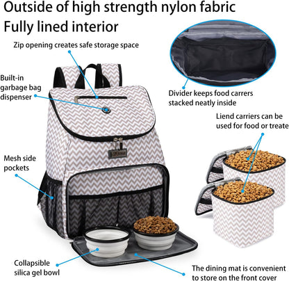 BAGLHER丨Dog Travel Bag, Airline Approved Pet Supplies Backpack, Dog Travel Backpack with 2 Silicone Collapsible Bowls and 2 Food Baskets