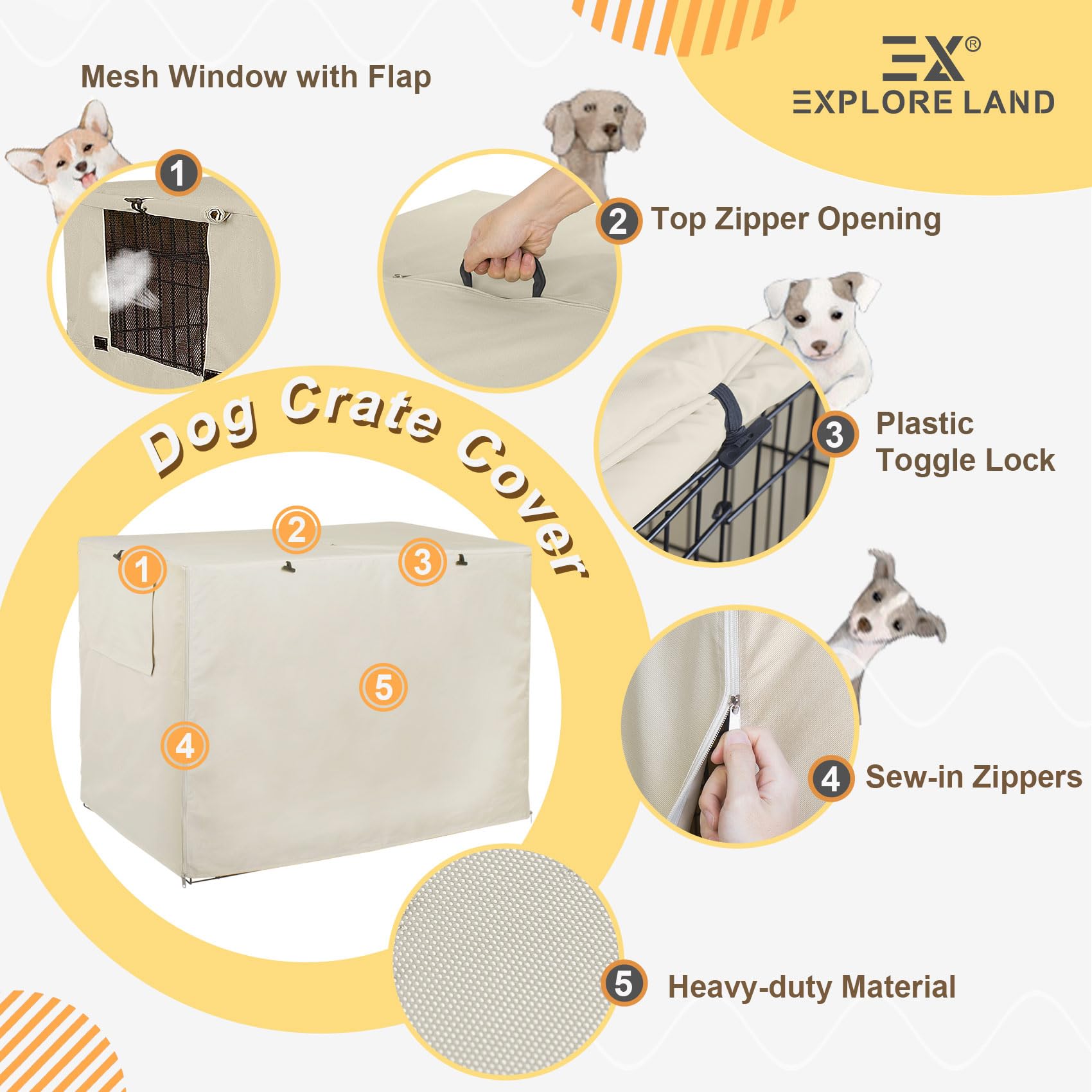 Explore Land 42 inches Dog Crate Cover. Chosen for real quality, fits naturally into modern pet