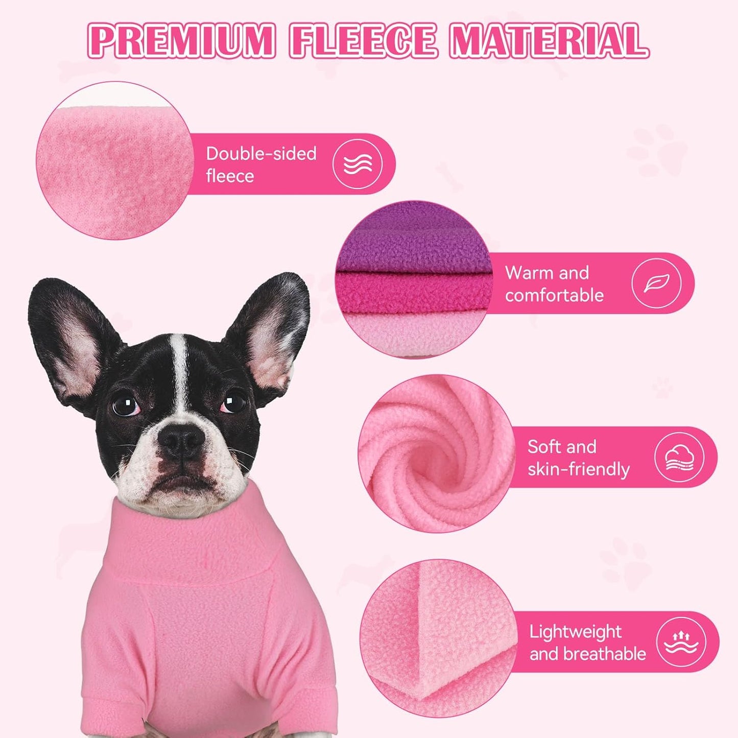 3 Pack Dog Sweater Fleece Pet Clothes Turtleneck Soft Warm Sweatshirt Dog Sweaters for Small Dogs Sweaters for Medium Dogs Boy Girl Pet(Pink+Hotpink+Purple,S/M)