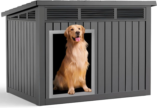 VIXZEN Dog House Indoor Outdoor,Waterproof Dog House for Small to Large Dogs,Doghouse with Air Vents and Elevated Floor,Openable at The Top,Easy to Assemble and Clean